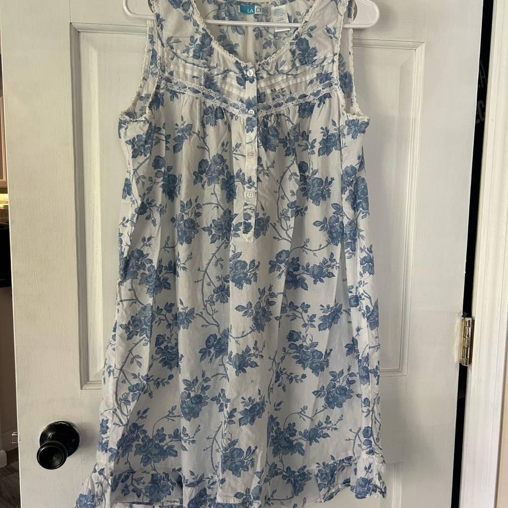 Floral Blue and White Cotton Dress